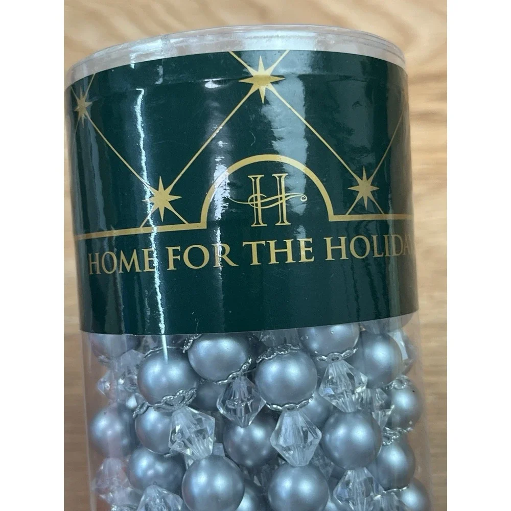 Home For‎ The Holidays 20 Foot Beaded Garland Silver & Clear NEW